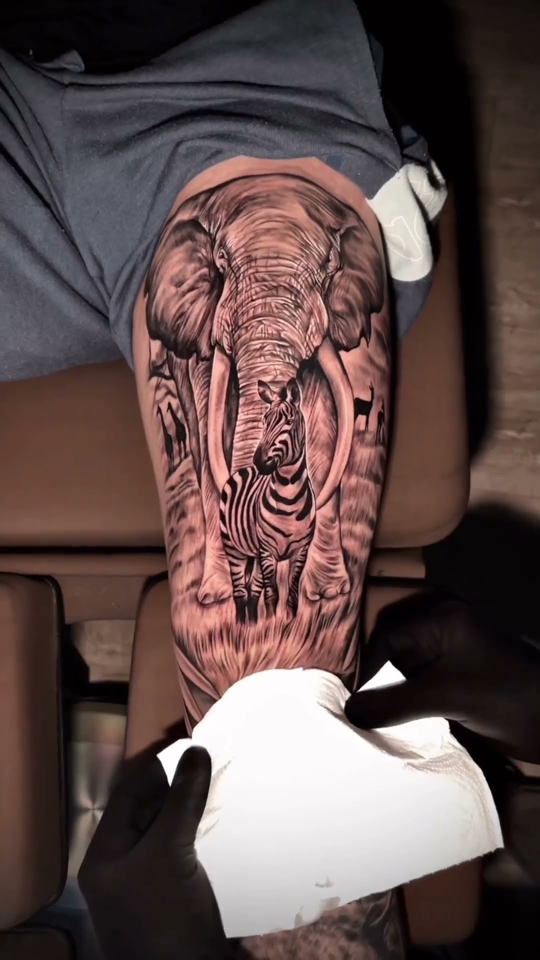 Elephant tattoo on the leg I did yesterday. All the big pieces come my  waaaayyyyy. I know I say this all the time but they really took it... |  Instagram